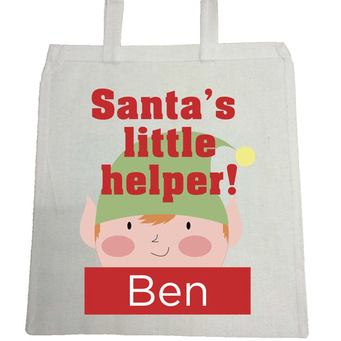 SS08 - Santa's Little Helper Personalised Christmas Canvas Bag for Life