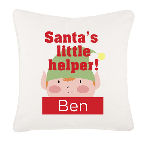 Santa's Little Helper Personalised Christmas Canvas Cushion Cover