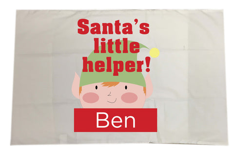 SS08 - Santa's Little Helper Personalised Christmas White Pillow Case Cover