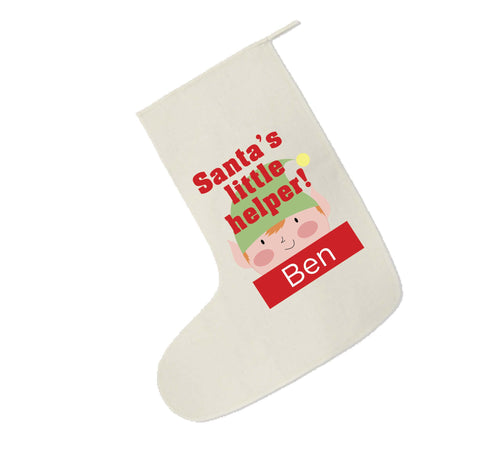 SS08 - Santa's Little Helper Personalised Christmas Canvas Santa Stocking