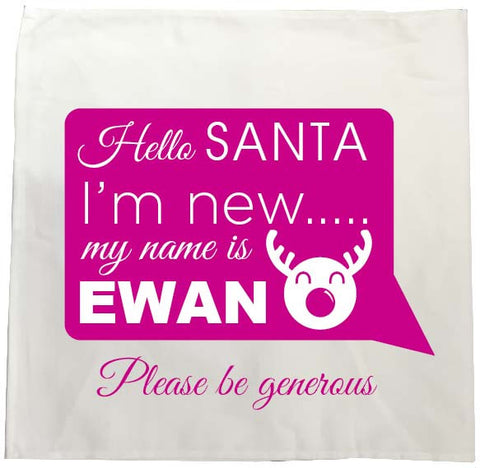 SS09 - Hello Santa I'm New Personalised Christmas Tea Towel