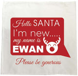 SS09 - Hello Santa I'm New Personalised Christmas Tea Towel