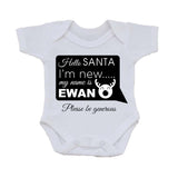 SS09 - Hello Santa I'm New Personalised Christmas Baby Bib