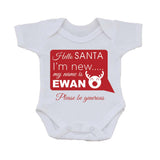 SS09 - Hello Santa I'm New Personalised Christmas Baby Bib