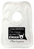 SS09 - Hello Santa I'm New Personalised Christmas Baby Bib