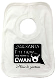 SS09 - Hello Santa I'm New Personalised Christmas Baby Vest