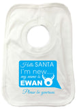 SS09 - Hello Santa I'm New Personalised Christmas Baby Bib