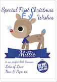SS10 - Special First Christmas Wishes Cute Reindeer Personalised Canvas for Boys and Girls.