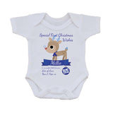 SS10 - Special First Christmas Wishes Cute Reindeer Personalised Baby Bib for Boys and Girls