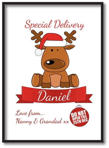 SS11 - Special Delivery Santa's Reindeer Personalised Christmas Print