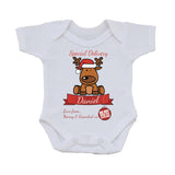 SS11 - Special Delivery Santa's Reindeer Personalised Christmas Baby Vest