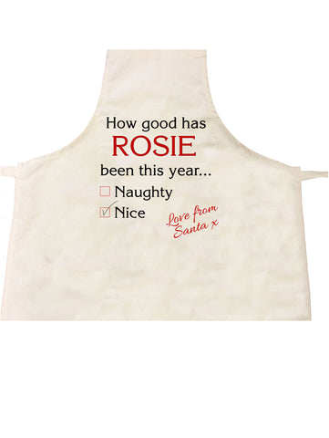 SS12 - How Good Has (Name) Been? Naughty or Nice Christmas Personalised Apron