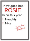 SS12 - How Good Has (Name) Been? Naughty or Nice Christmas Personalised Personalised Print