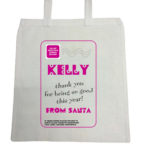 SS13 - Name Thank You for Being Good Personalised Christmas Girls Canvas Bag for Life