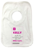 SS13 - Name Thank You for Being Good Personalised Christmas Girls Baby Bib