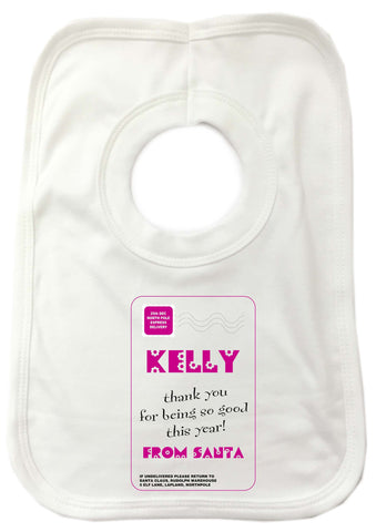 SS13 - Name Thank You for Being Good Personalised Christmas Girls Baby Bib