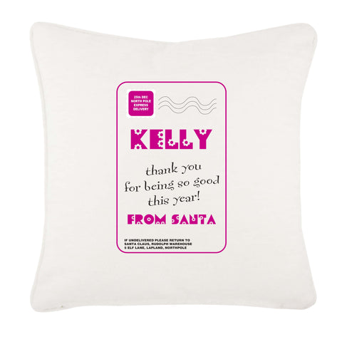 Name Thank You for Being Good Personalised Christmas Girls Canvas Cushion Cover