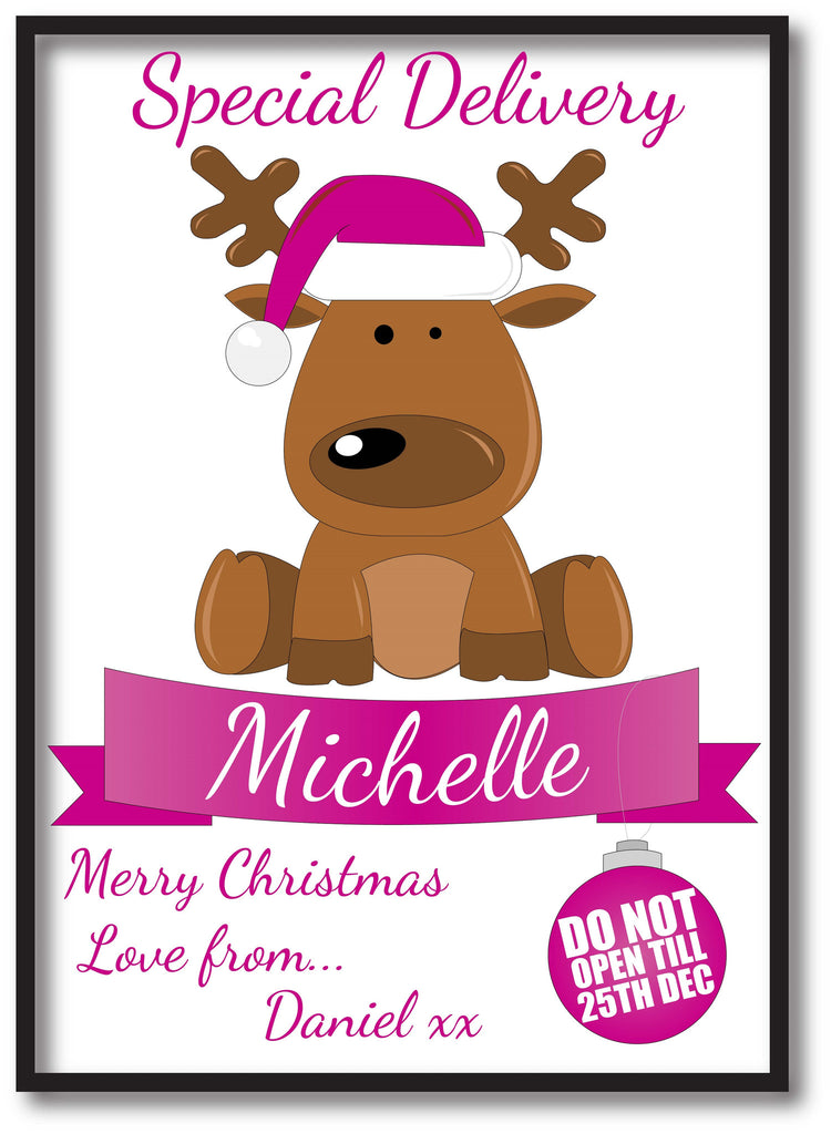 SS15 Special Delivery Santa's Reindeer Personalised Christmas Pink P