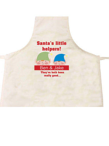 SS18 - Personalised Christmas Santa's Little Helpers with Children's Names in Red Apron
