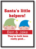 SS18 - Personalised Christmas Santa's Little Helpers with Children's Names in Red Canvas Print