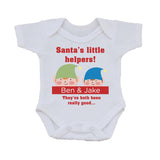 SS18 - Personalised Christmas Santa's Little Helpers with Children's Names in Red Baby Bib