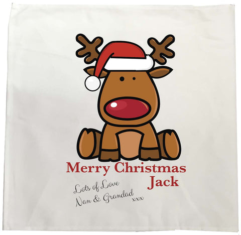 SS19 - Personalised Santa's Reindeer Rudolf Christmas Tea Towel