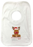 SS19 - Personalised Santa's Reindeer Rudolf Christmas Baby Bib