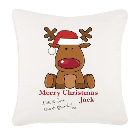 Personalised Santa's Reindeer Rudolf Christmas Canvas Cushion Cover