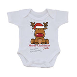 SS19 - Personalised Santa's Reindeer Rudolf Christmas Baby Bib