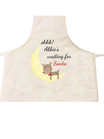 SS20 - Shhh! (Name) is waiting for Santa Personalised Christmas Apron