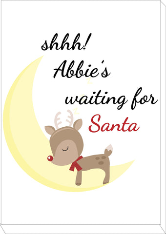 SS20 - Shhh! (Name) is waiting for Santa Personalised Christmas Canvas Print