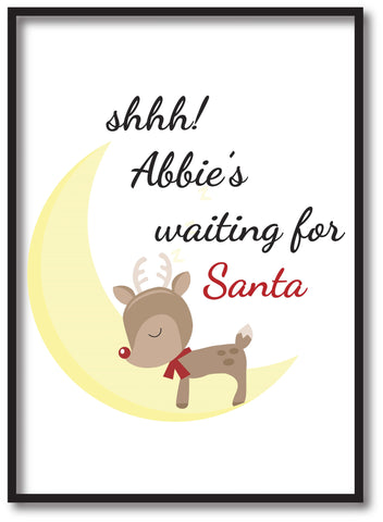 SS20 - Shhh! (Name) is waiting for Santa Personalised Christmas Personalised Print