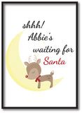 SS20 - Shhh! (Name) is waiting for Santa Personalised Christmas Canvas Print