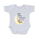 SS20 - Shhh! (Name) is waiting for Santa Personalised Christmas Baby Vest