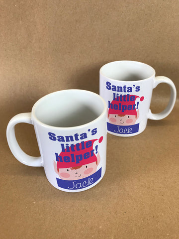 BB15 - Christmas Personalised Santa's Little Helper Mug & White Gift Box