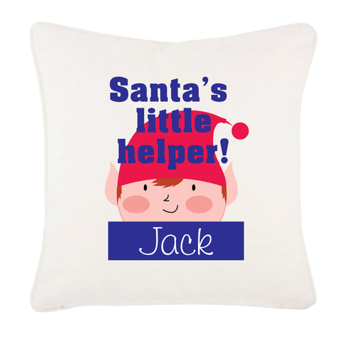 Christmas Personalised Santa's Little Helper Canvas Cushion Cover