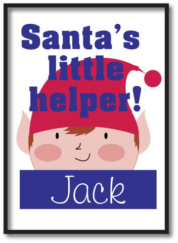 BB15 - Christmas Personalised Santa's Little Helper Personalised Print