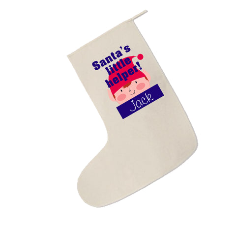 Personalised Santa's Little Helper Christmas Santa Stocking for Boys & Girls