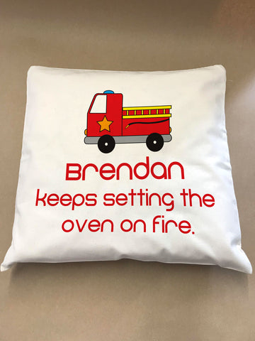 Personalised Fire Engine Canvas Cushion Cover