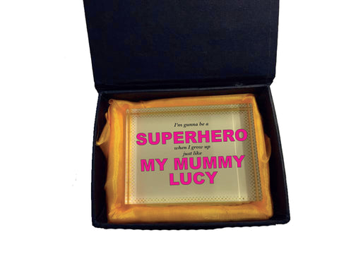 BB24 - Superhero Mum Personalised Crystal Block