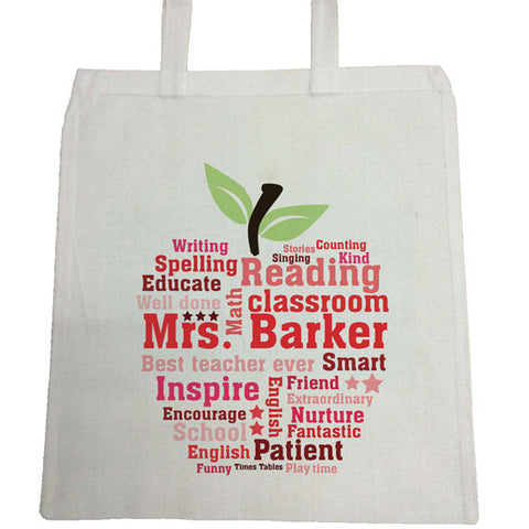 TG03 - Teachers Gifts Apple Word Art Canvas Bag for Life