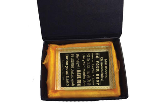TG04 - Classroom Rules Crystal Block with Presentation Gift Box