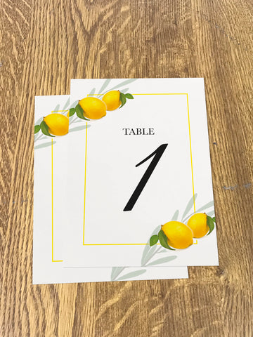 WD14 - Personalised Wedding Fresh Lemon Table Numbers