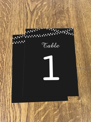 WD10 - Personalised Wedding Black Bunting Table Numbers