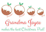CT02 - Grandma Christmas Puddings Canvas Tea Towel