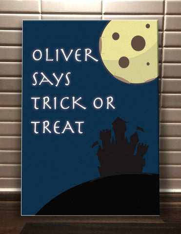 Full Moon Trick or Treat Personalised Halloween Canvas Print
