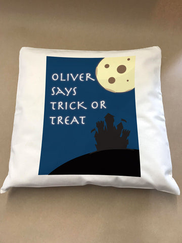 Full Moon Trick or Treat Personalised Halloween Canvas Cushion Cover