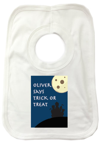 Full Moon Trick or Treat Personalised Halloween Baby Bib