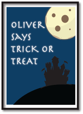 Full Moon Trick or Treat Personalised Halloween Personalised Print