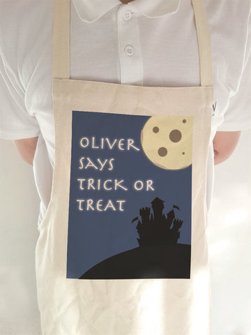 Full Moon Trick or Treat Personalised Halloween Aprons for Adult & Children of all ages